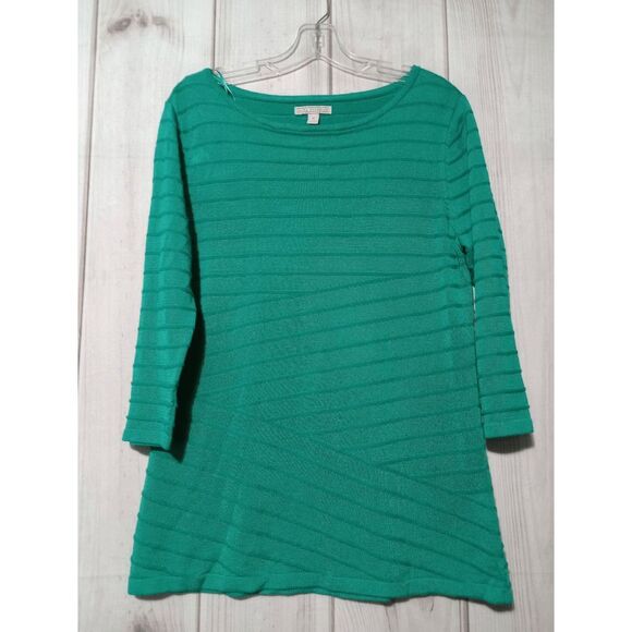 Dana Buchman Sweater Ladies Medium Green 3/4 Sleeve‎ Round Neck - Picture 1 of 6